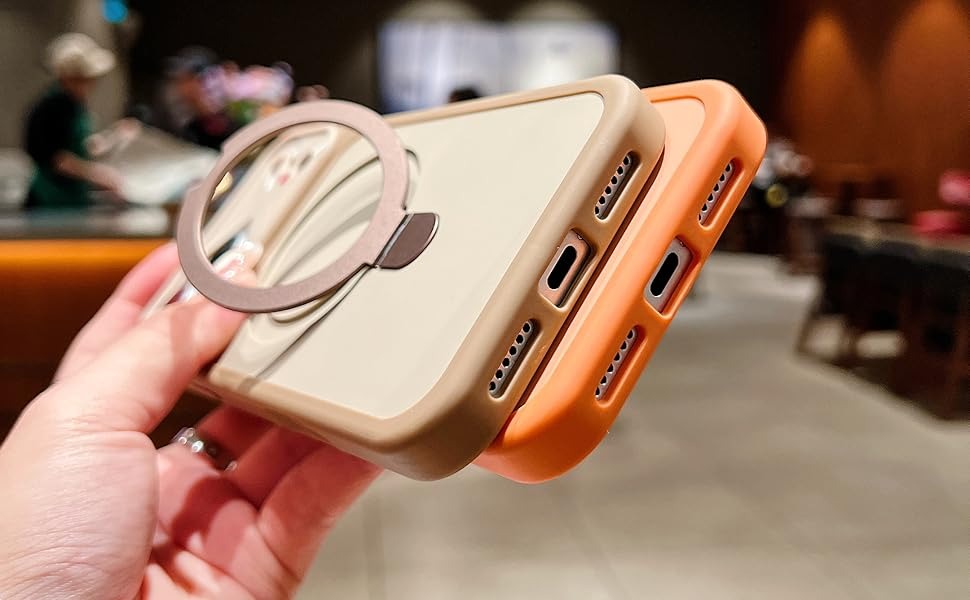Magnetic Shockproof Mag-Safe Compatible Case Foldable 110° Metal Ring Kickstand Matte Finish