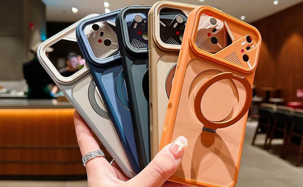 Magnetic Shockproof Mag-Safe Compatible Case Foldable 110° Metal Ring Kickstand Matte Finish