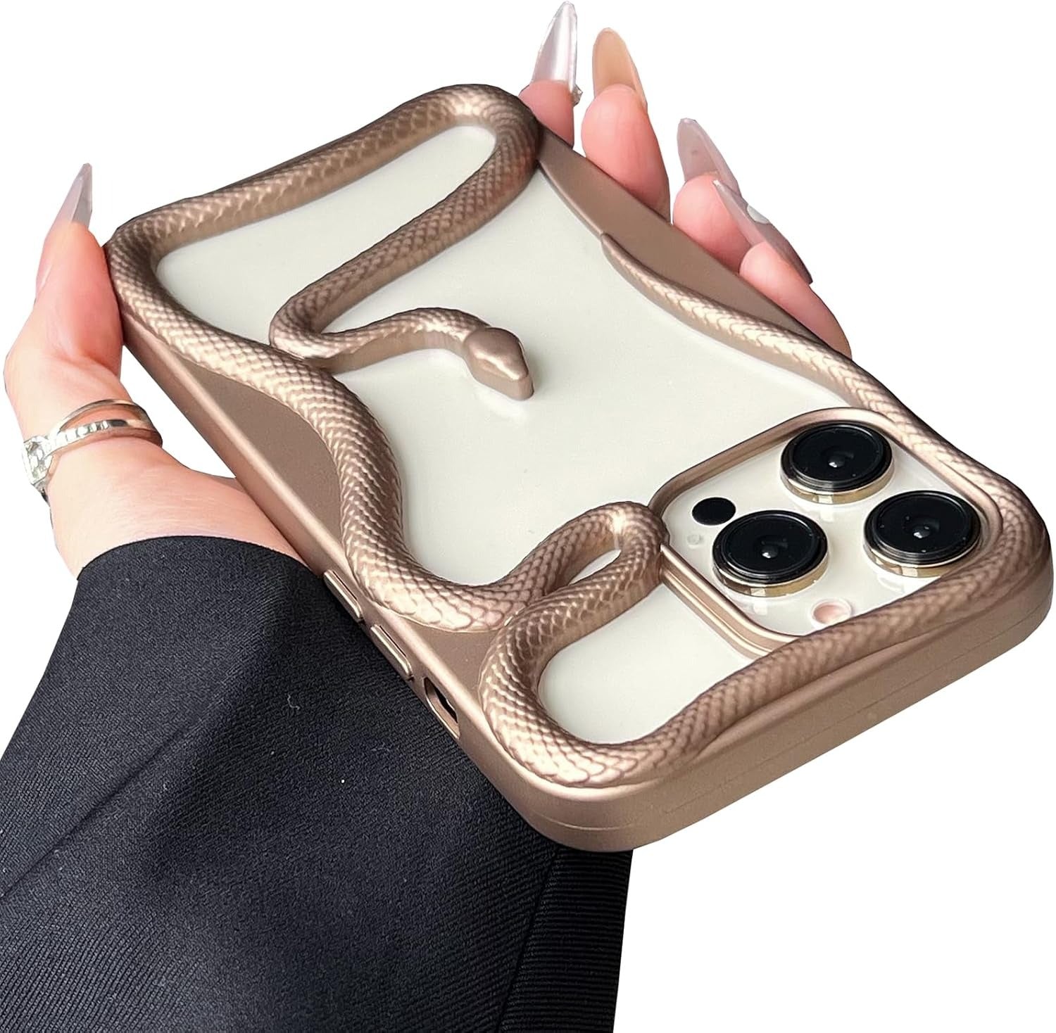 Premium Matte 3D Snake Design Mobile Cover - Gold