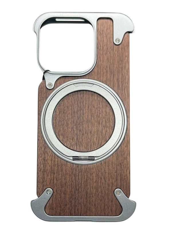 Magnetic Wooden Stand Shockproof Case