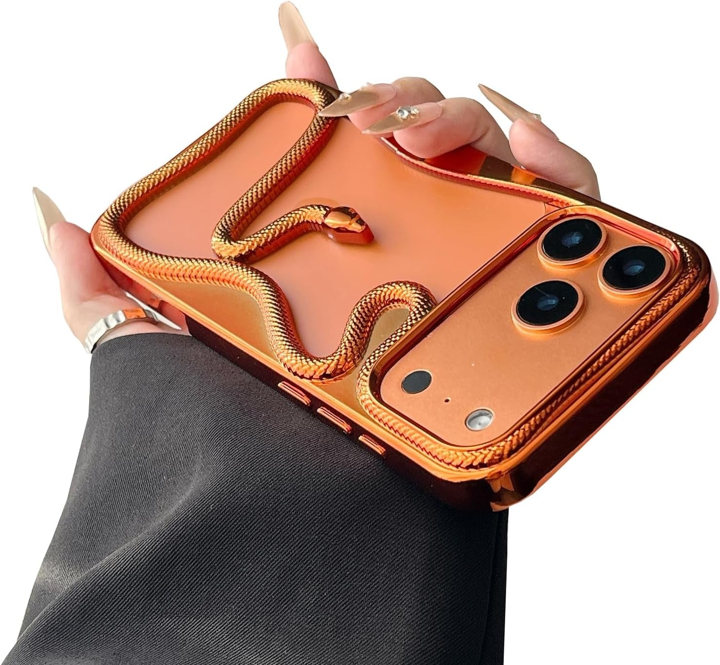 Premium Matte 3D Snake Design Mobile Cover - Orange