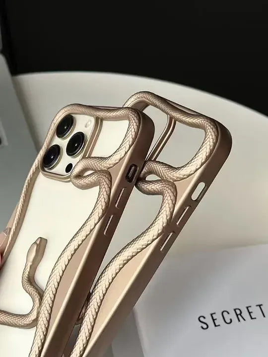 Premium Glossy 3D Snake Design Mobile Cover - Gold