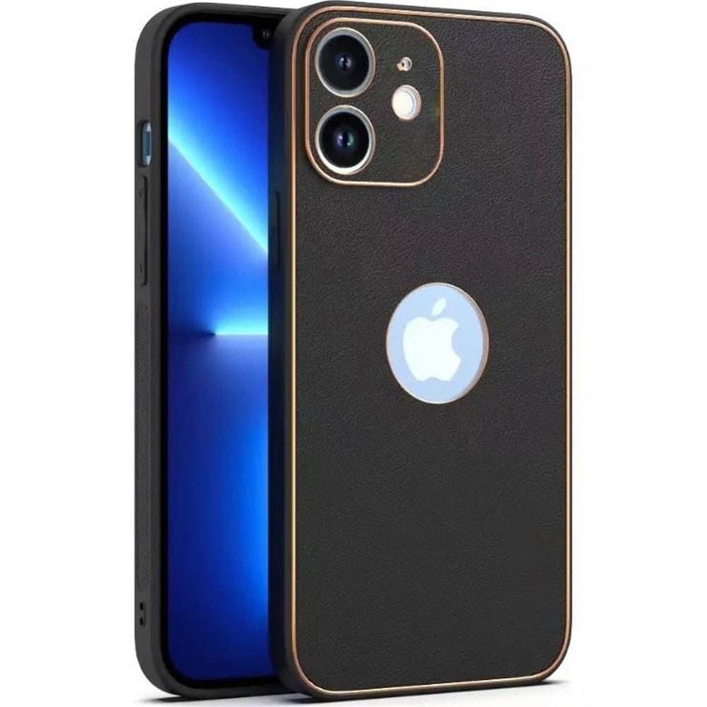 iPhone 11 Premium Leather Finish Camera Protection Case - Black - Guleel