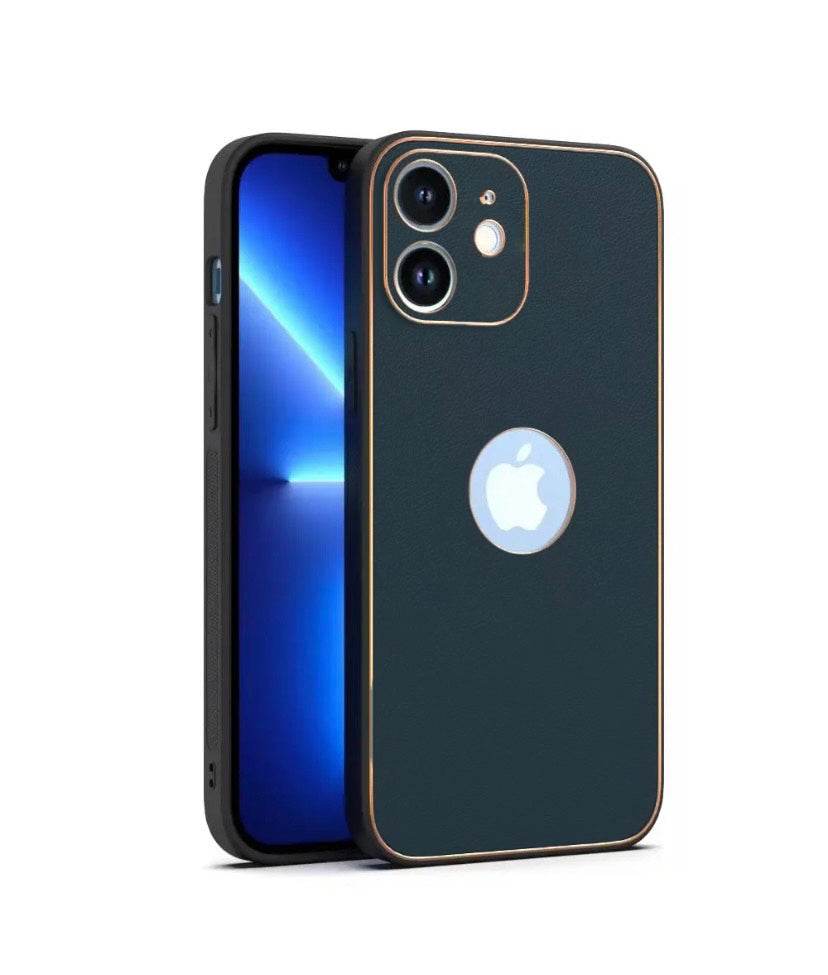 iPhone 11 Premium Leather Finish Camera Protection Case - Blue - Guleel