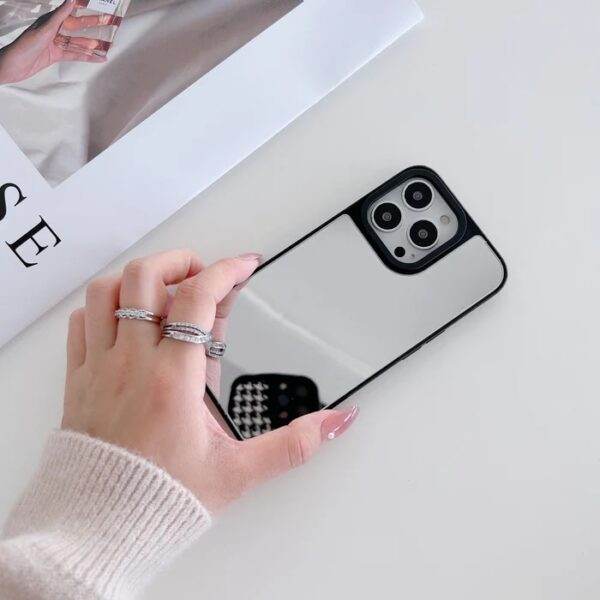 iPhone 13 Pro Max Reflective Mirror Finish Case - Silver - Guleel