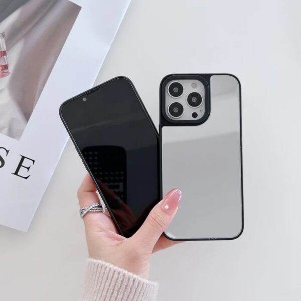 iPhone 13 Pro Premium Reflective Mirror Glass Case -Silver - Guleel