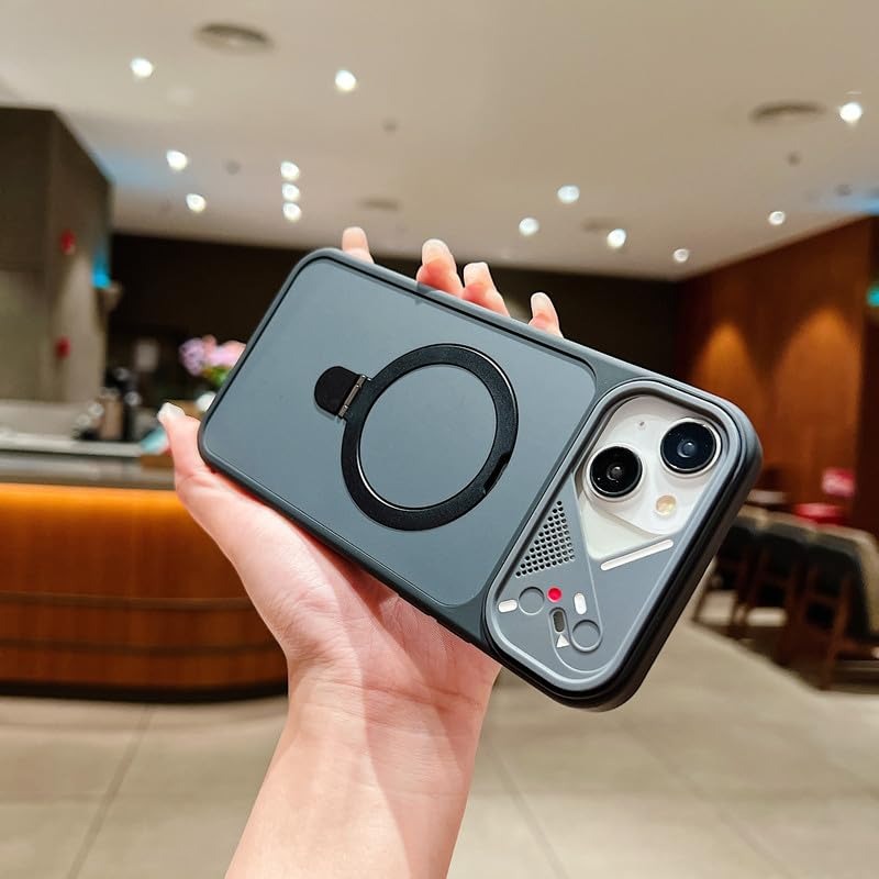 Magnetic Shockproof Mag-Safe Compatible Case Foldable 110° Metal Ring Kickstand Matte Finish