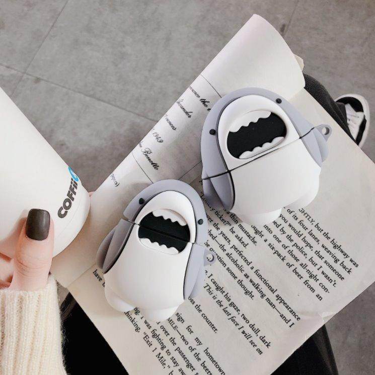 Airpod's 2 Pro Cute Shark Cartoon Silicone Case - Grey - Guleel