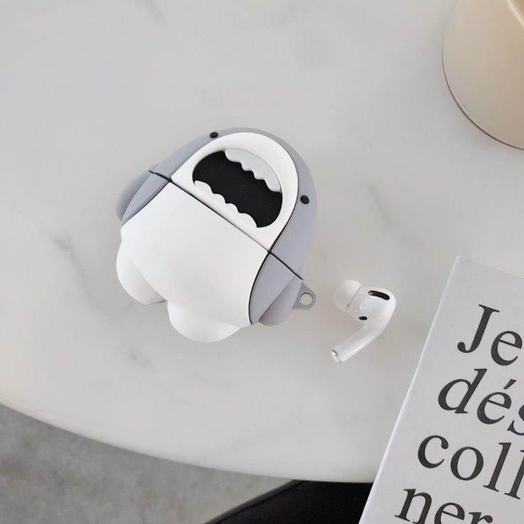 Airpod's Pro Cute Silicone Protective Sharks Cartoon Case - Grey - Guleel