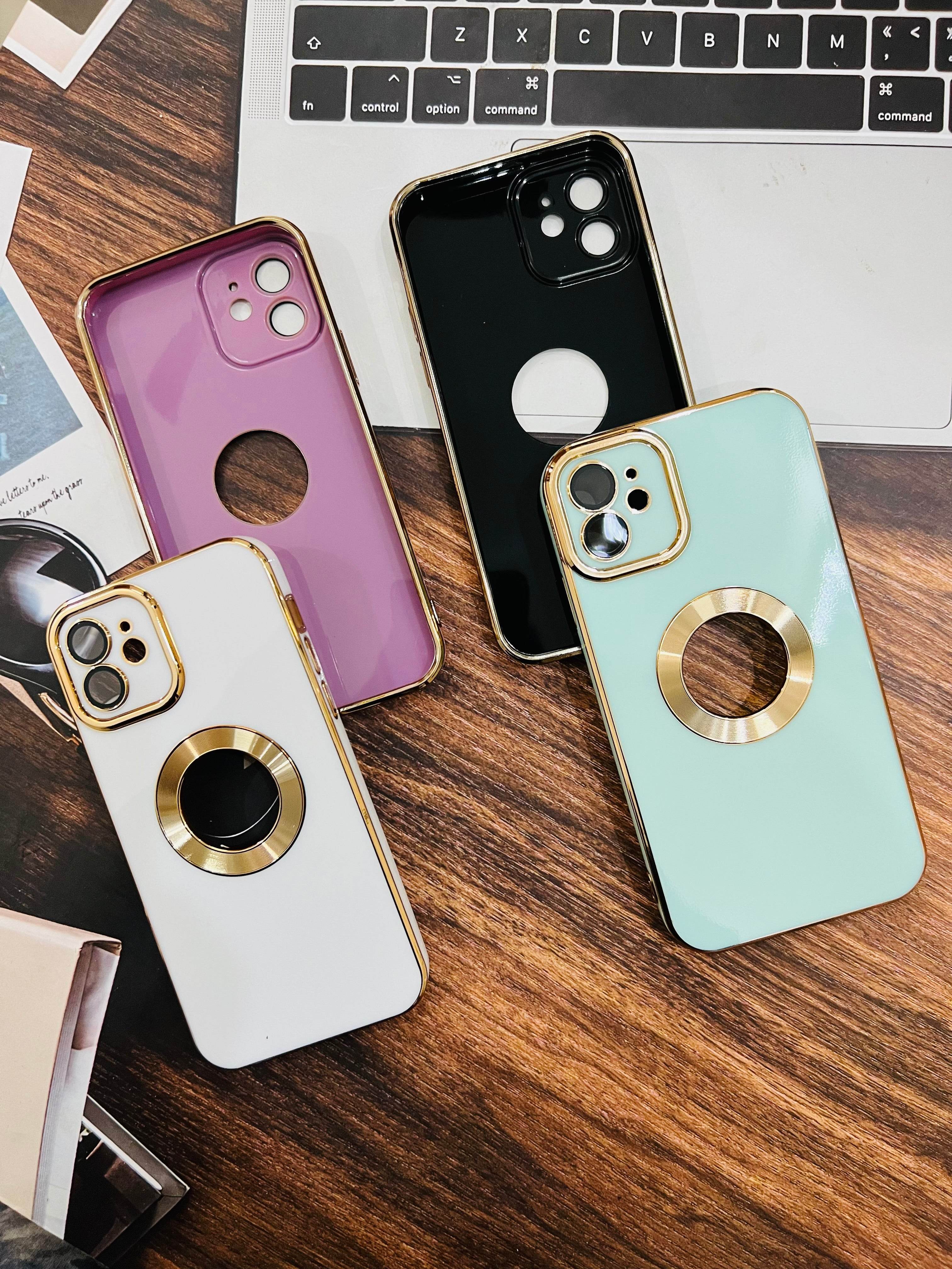 iPhone 12 Premium Silicone Camera Protection Logo Case - White - Guleel