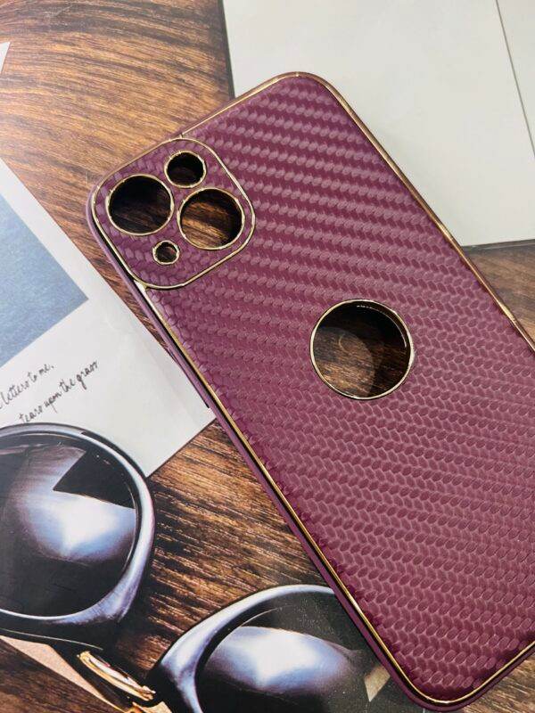 iPhone 13 Premium Carbon Fibre Shockproof Case Cover - Maroon - Guleel
