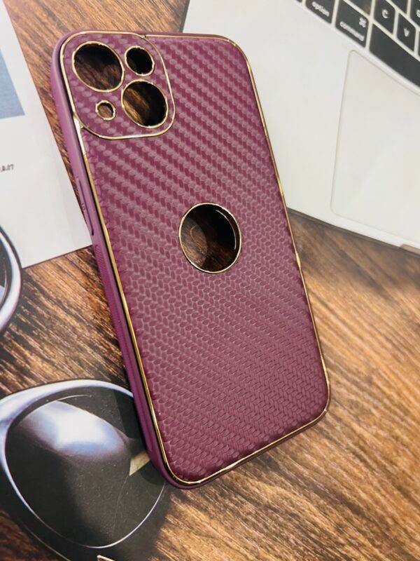 iPhone 13 Premium Carbon Fibre Shockproof Case Cover - Maroon - Guleel