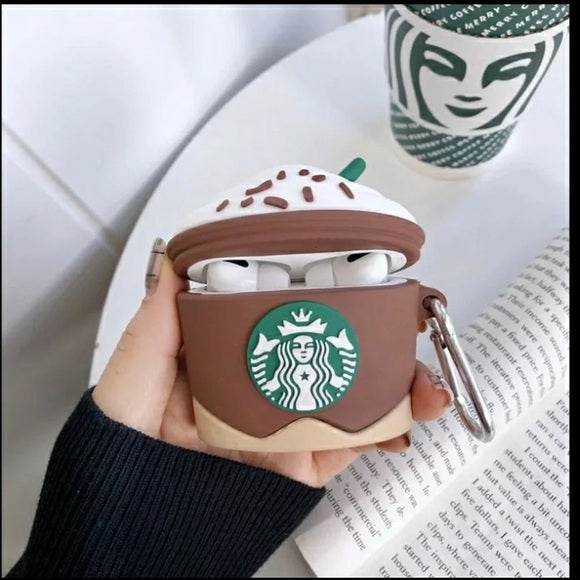 Airpod's Pro 2 Cute Starbucks Cartoon Silicone Case - Brown - Guleel