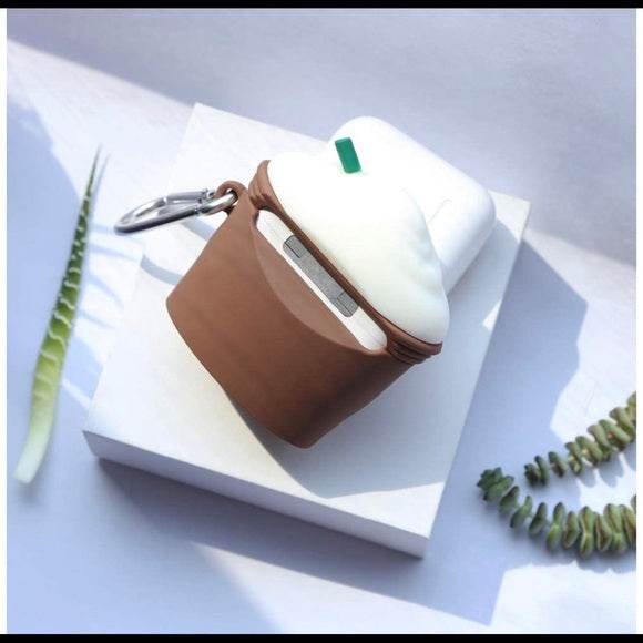 Airpod's Pro 2 Cute Starbucks Cartoon Silicone Case - Brown - Guleel