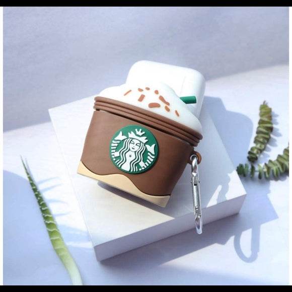 Airpod's Pro 2 Cute Starbucks Cartoon Silicone Case - Brown - Guleel