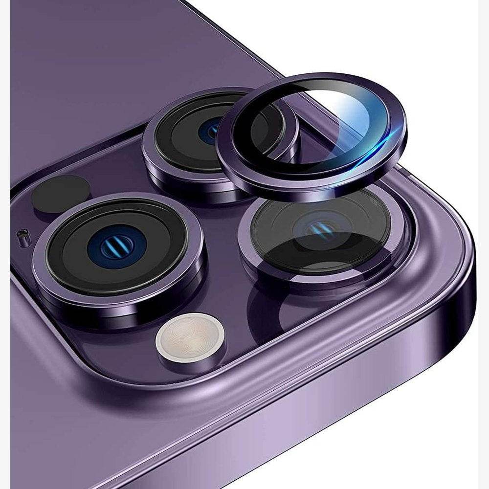 Camera Lens Protector Tempered Glass Film Aluminum Alloy Lens Cover - Purple - Guleel