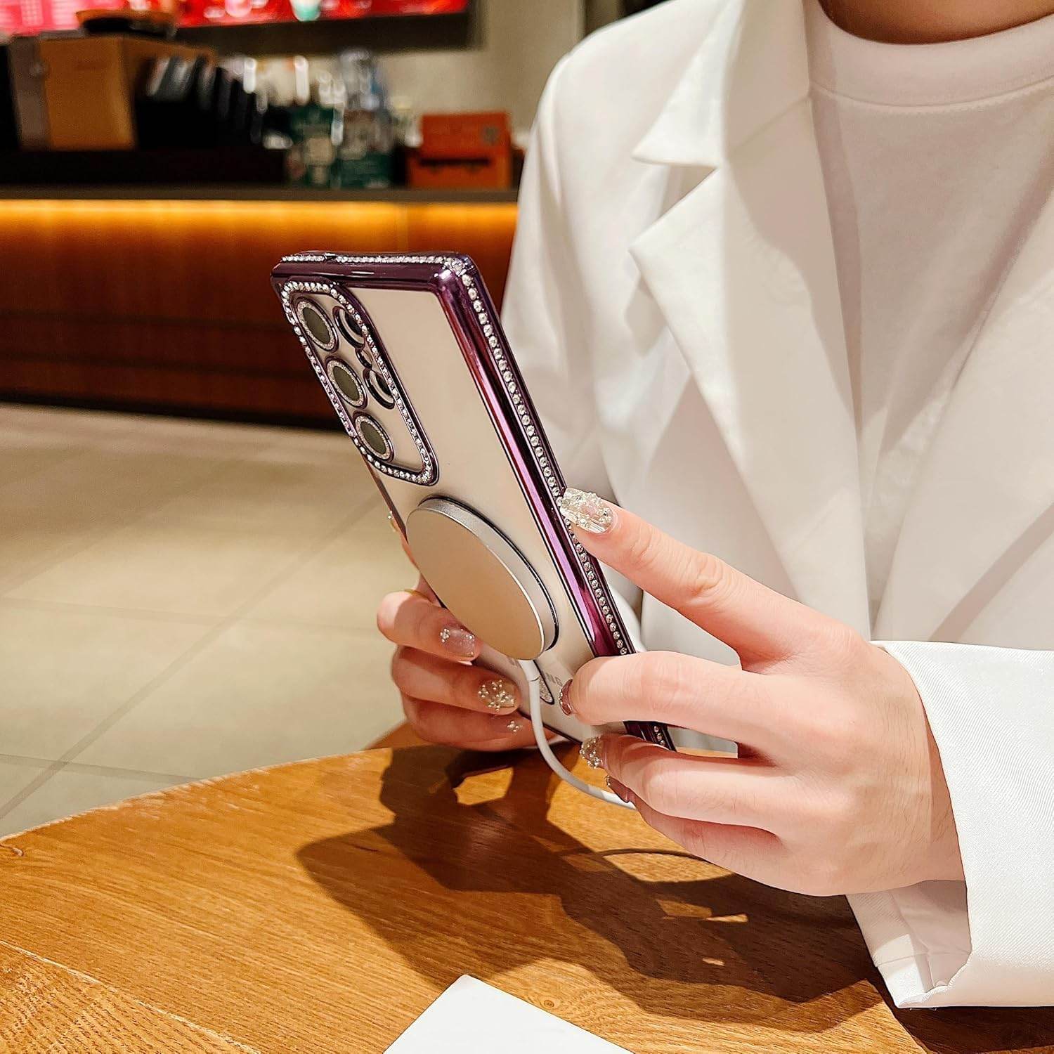 Glitter Camera Protection Magnetic Mag Safe Transparent Case Cover - Black - Guleel