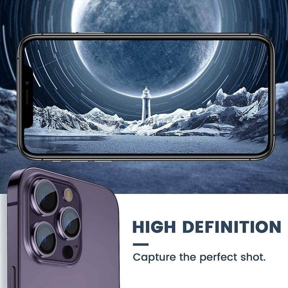 Camera Lens Protector Tempered Glass Film Aluminum Alloy Lens Cover - Purple - Guleel
