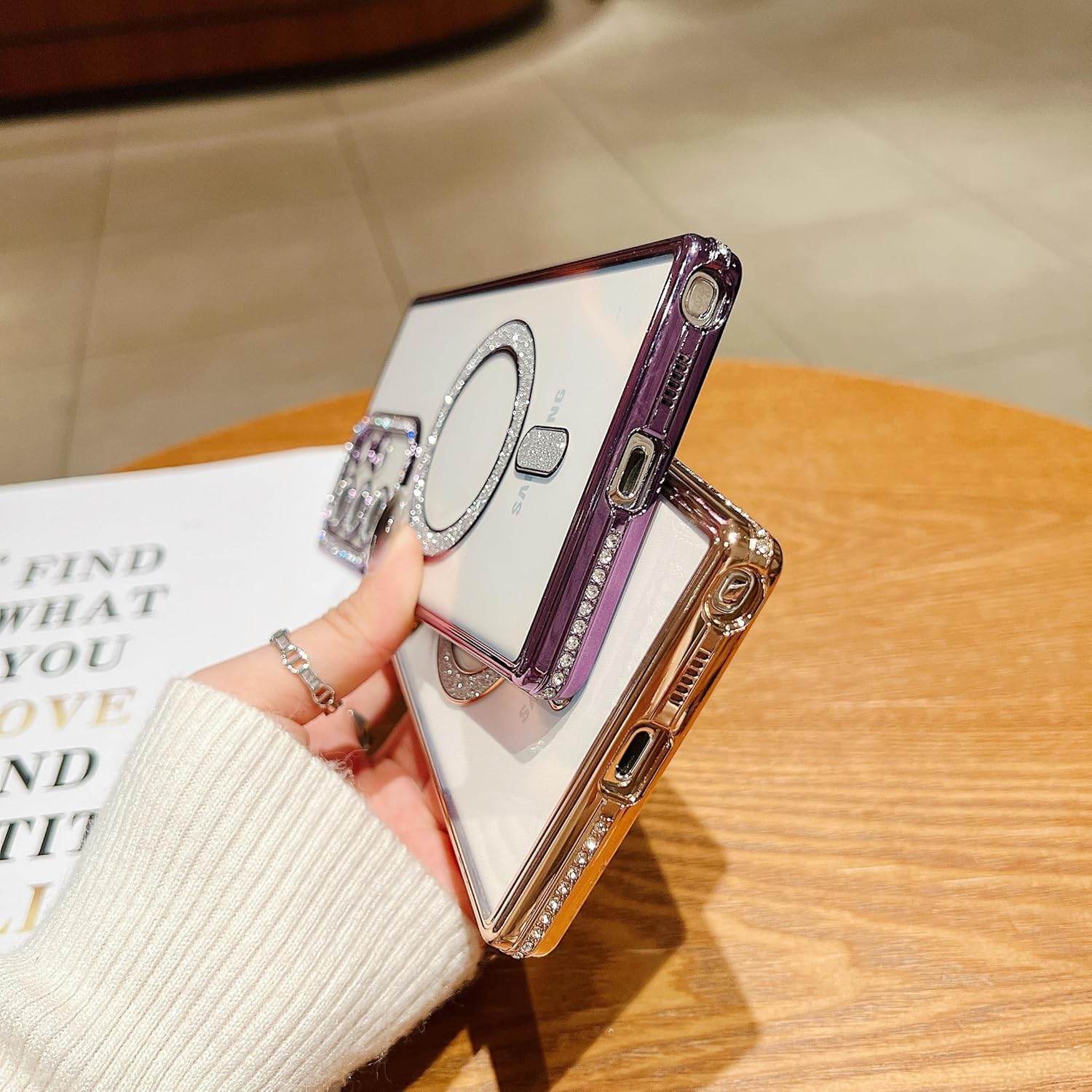 Glitter Camera Protection Magnetic Mag Safe Transparent Case Cover - Silver - Guleel