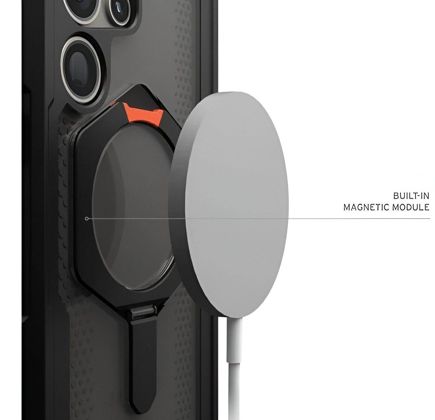 Premium UAG Rugged UAG Armor with MagSafe & Metal Kickstand - Black Red - Guleel