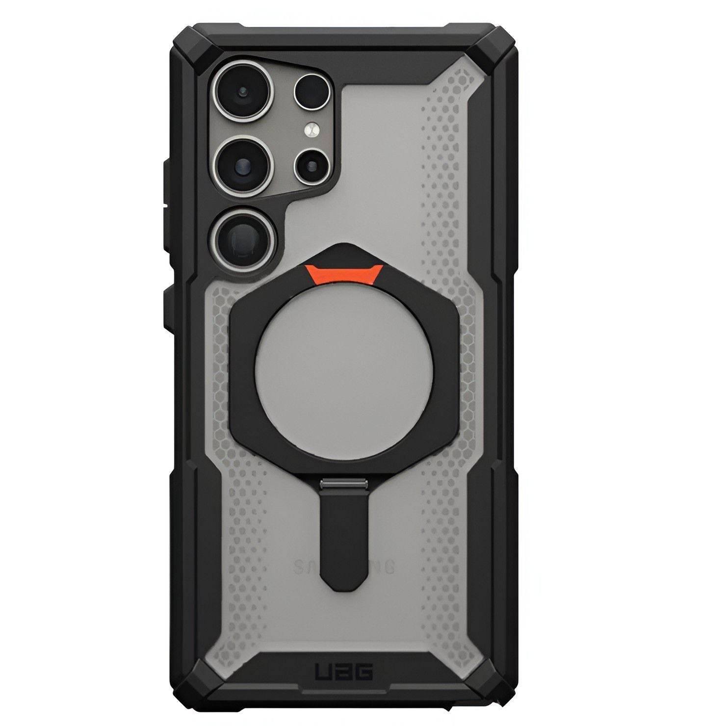 Premium UAG Rugged UAG Armor with MagSafe & Metal Kickstand - Black Red - Guleel