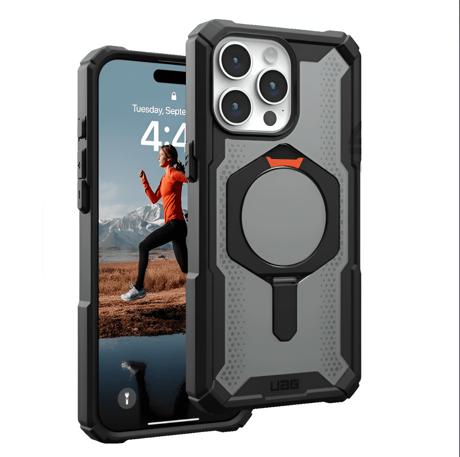 UAG Plasma XTE Rugged Armor with MagSafe & Metal Kickstand - Black Red - Guleel