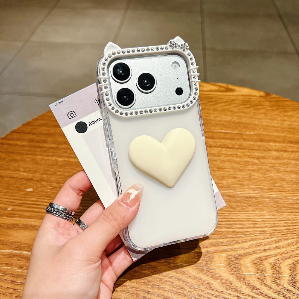 Luxury 3D Heart Silicone Phone Case with Camera Lens Protection | Cute Shockproof Soft TPU Cover
