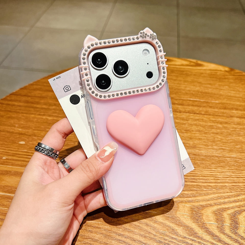 Luxury 3D Heart Silicone Phone Case with Camera Lens Protection | Cute Shockproof Soft TPU Cover