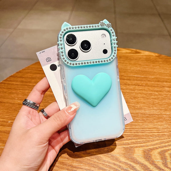 Luxury 3D Heart Silicone Phone Case with Camera Lens Protection | Cute Shockproof Soft TPU Cover