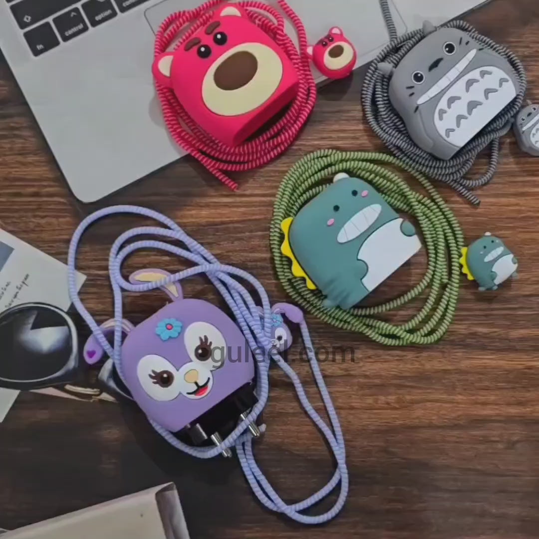 Samsung Cartoon Charger Case Cover for 25W Chargers - Lavender (With Wire Cover)