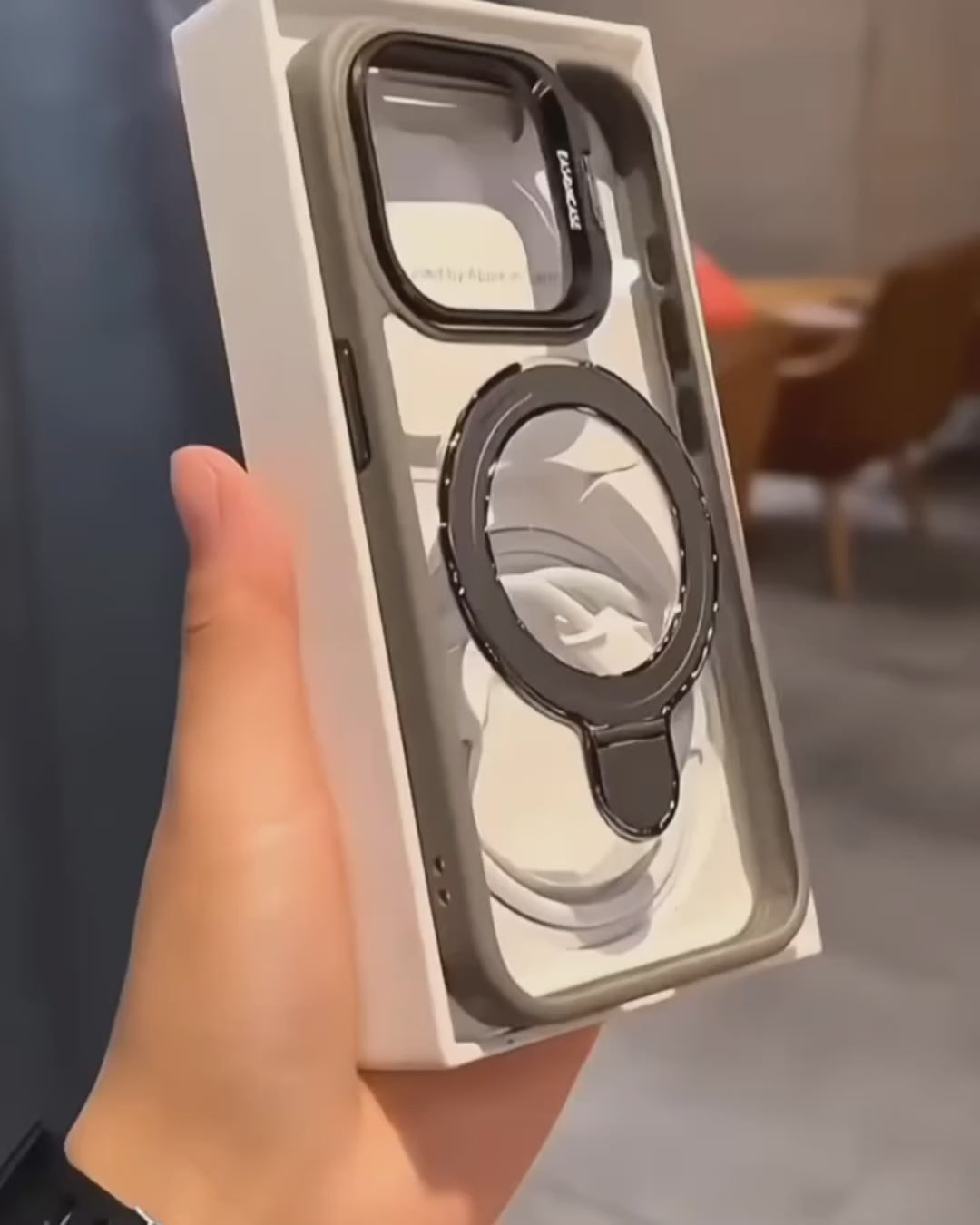 Premium Transparent Magsafe Stand Mobile Cover with FREE Lens