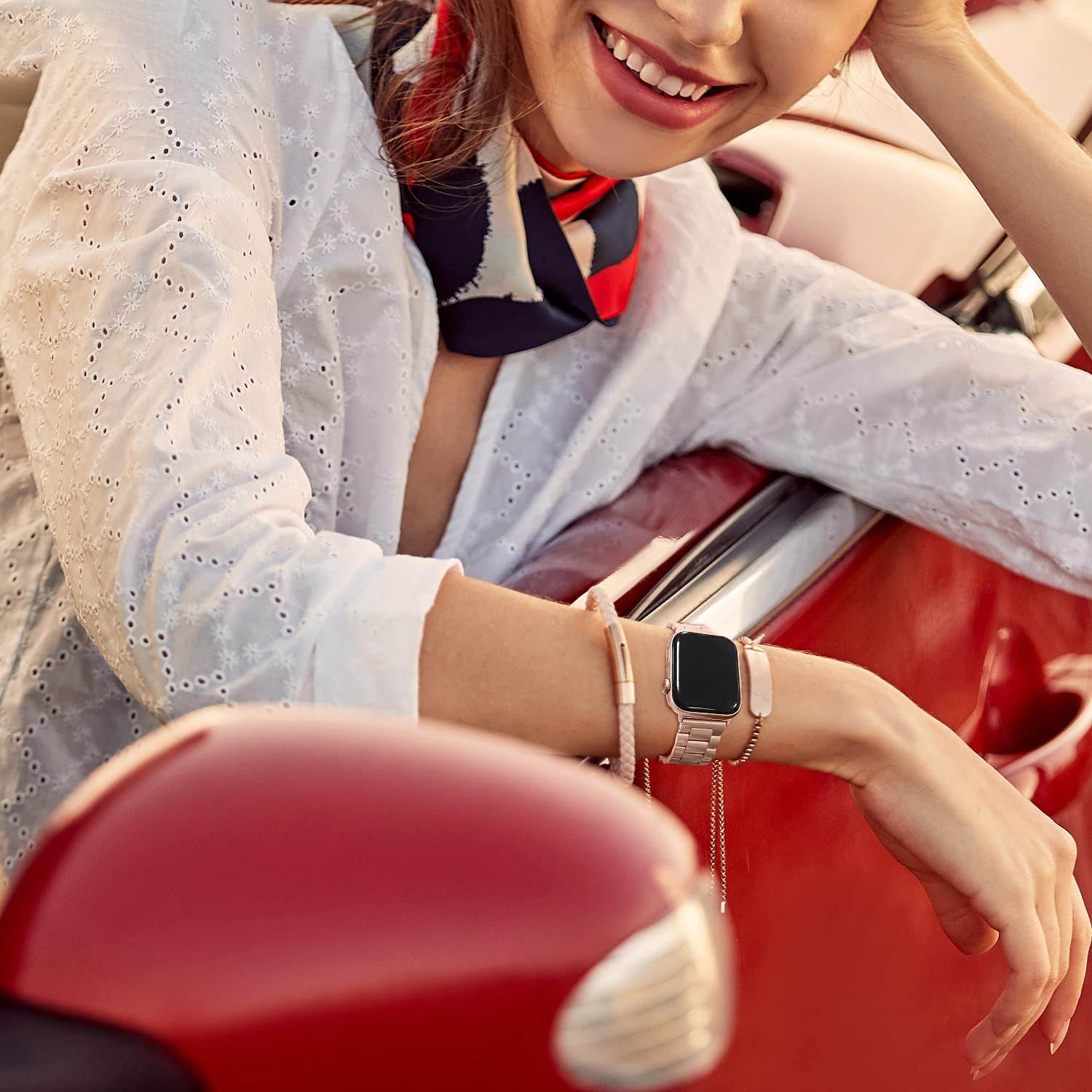 Premium Stainless Steel iWatch Band for Apple Watch Series 8/7/6/5/4/3/2/1/SE/SE2/Ultra - Rose Gold - Guleel