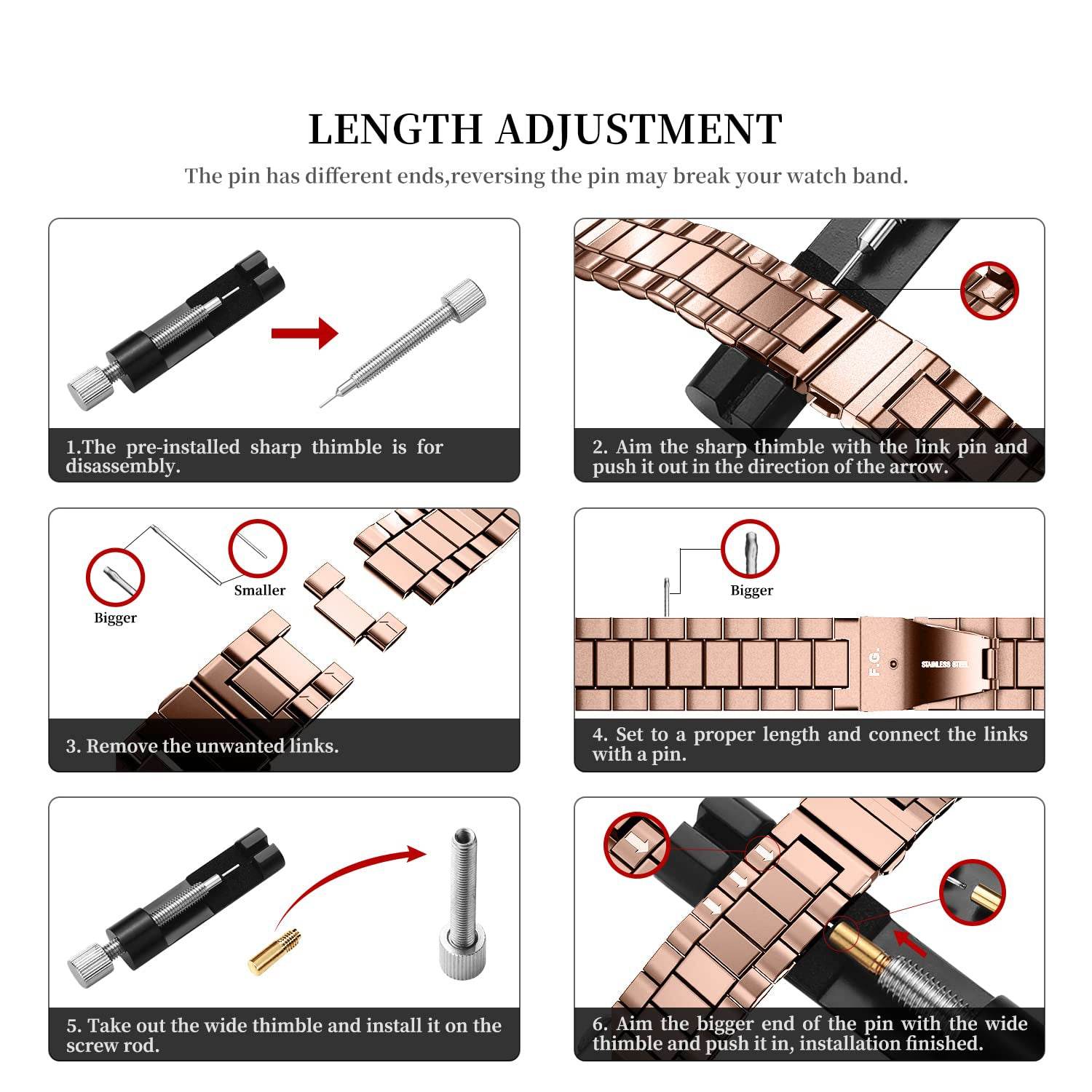 Premium Stainless Steel iWatch Band for Apple Watch Series 8/7/6/5/4/3/2/1/SE/SE2/Ultra - Rose Gold - Guleel