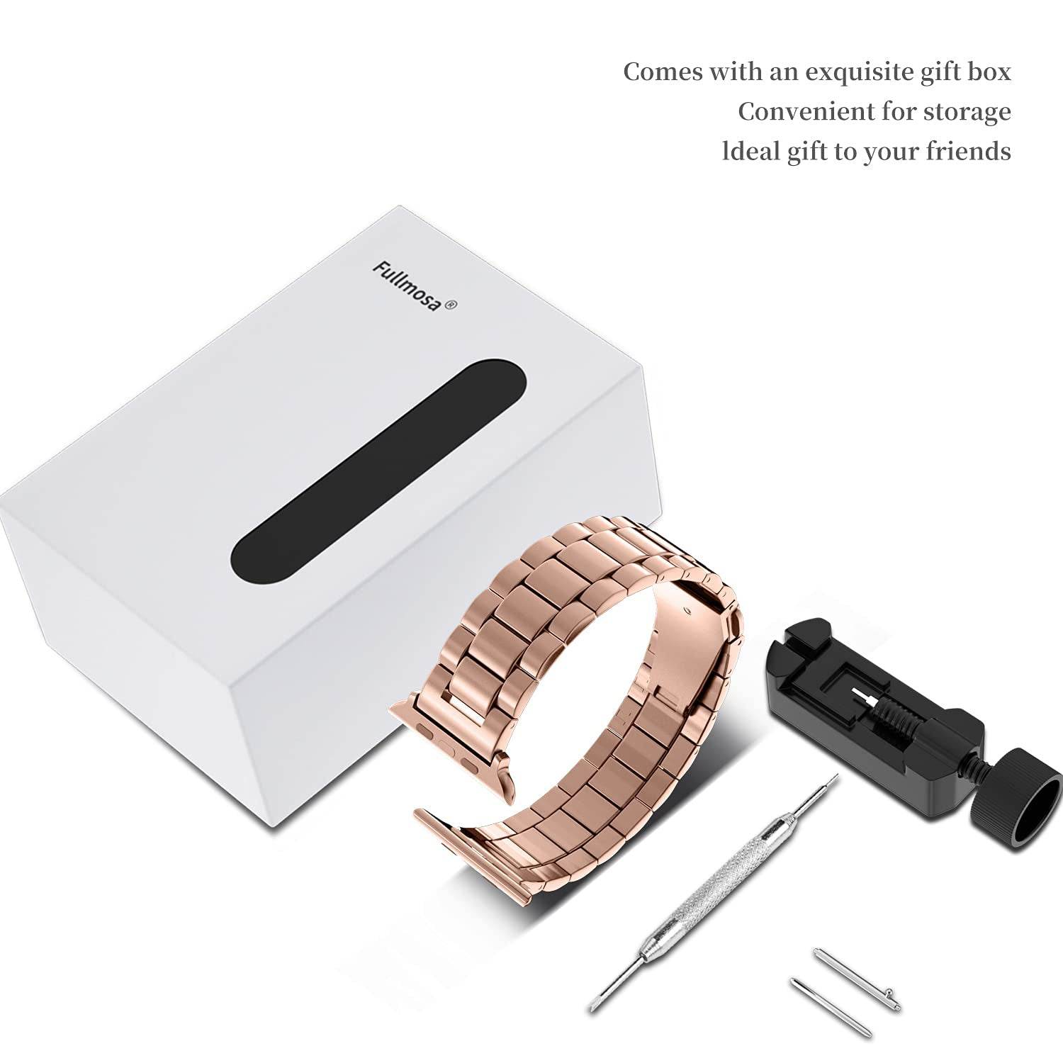 Premium Stainless Steel iWatch Band for Apple Watch Series 8/7/6/5/4/3/2/1/SE/SE2/Ultra - Rose Gold - Guleel