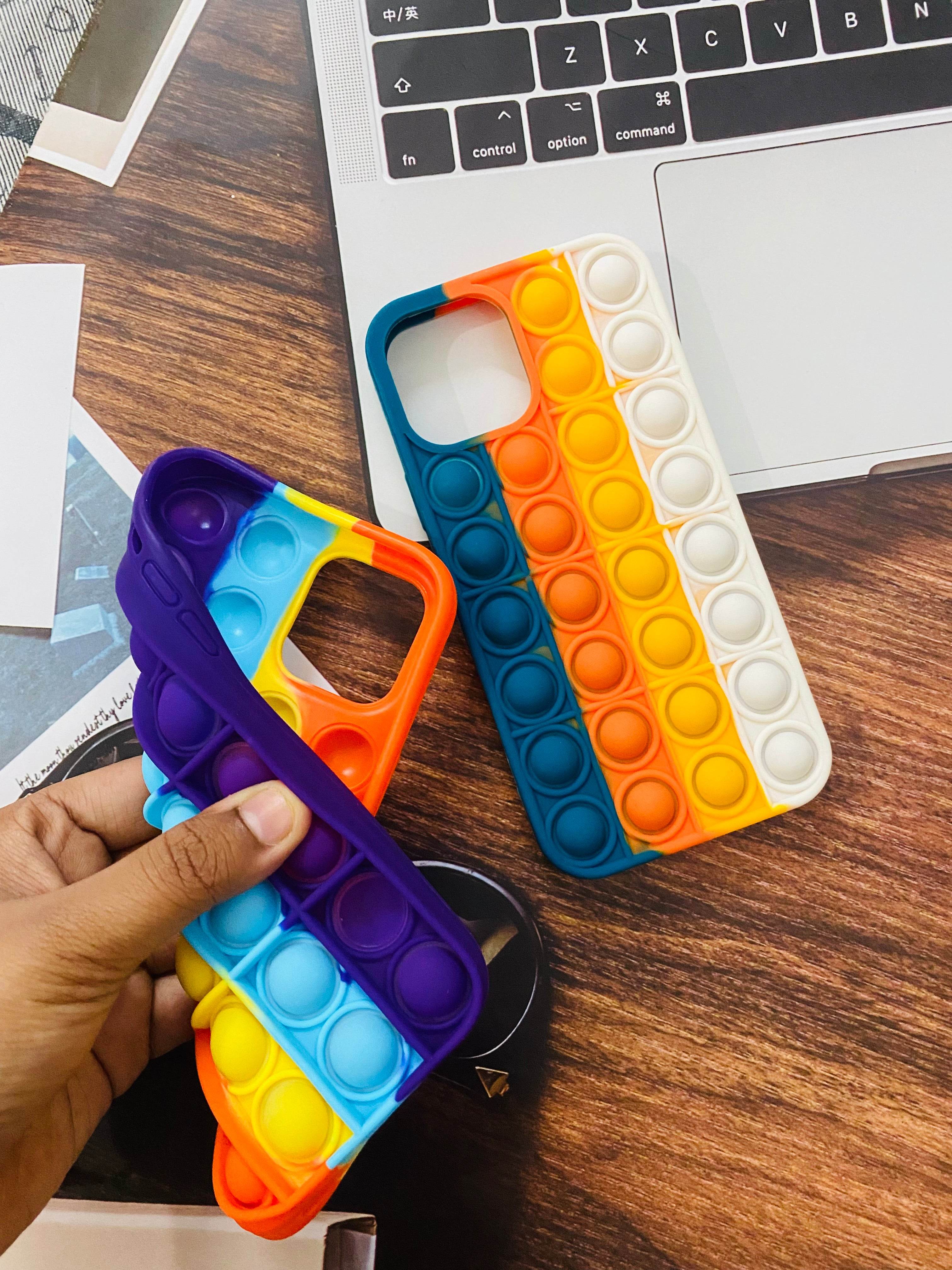 iPhone 12 Pro Max Pop Silicone Fidget Stress Buster Silicone Case - Multicolor - Guleel