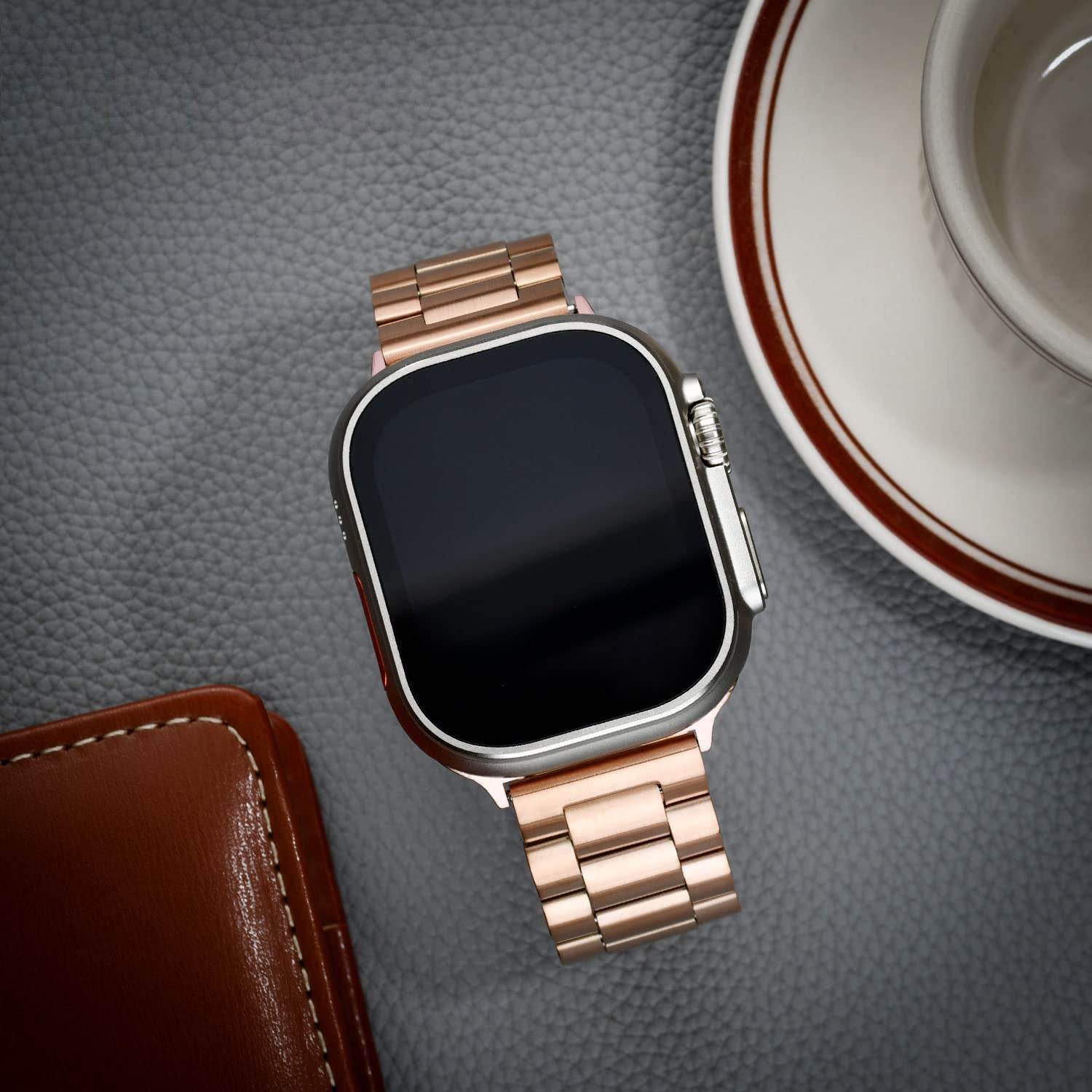 Premium Stainless Steel iWatch Band for Apple Watch Series 8/7/6/5/4/3/2/1/SE/SE2/Ultra - Rose Gold - Guleel