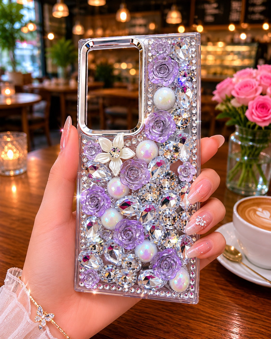 Cute Glitter Rhinestone Cover- Lavender