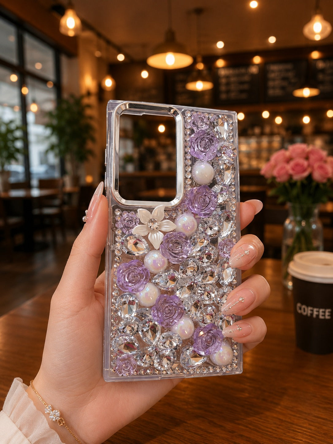 Cute Glitter Rhinestone Cover- Lavender