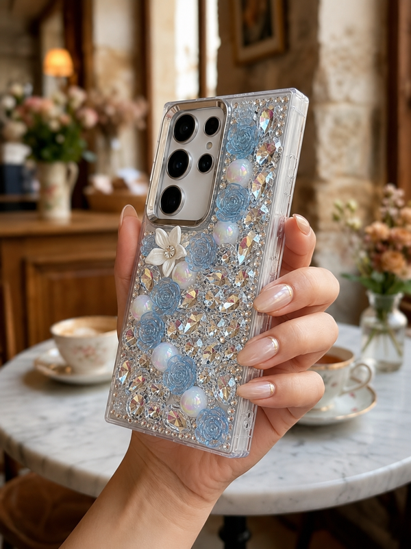 Cute Glitter Rhinestone Cover- Blue