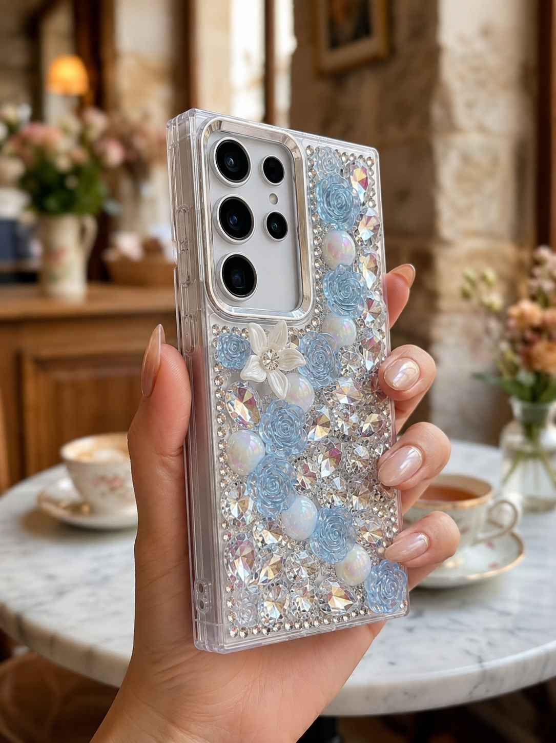 Cute Glitter Rhinestone Cover- Blue