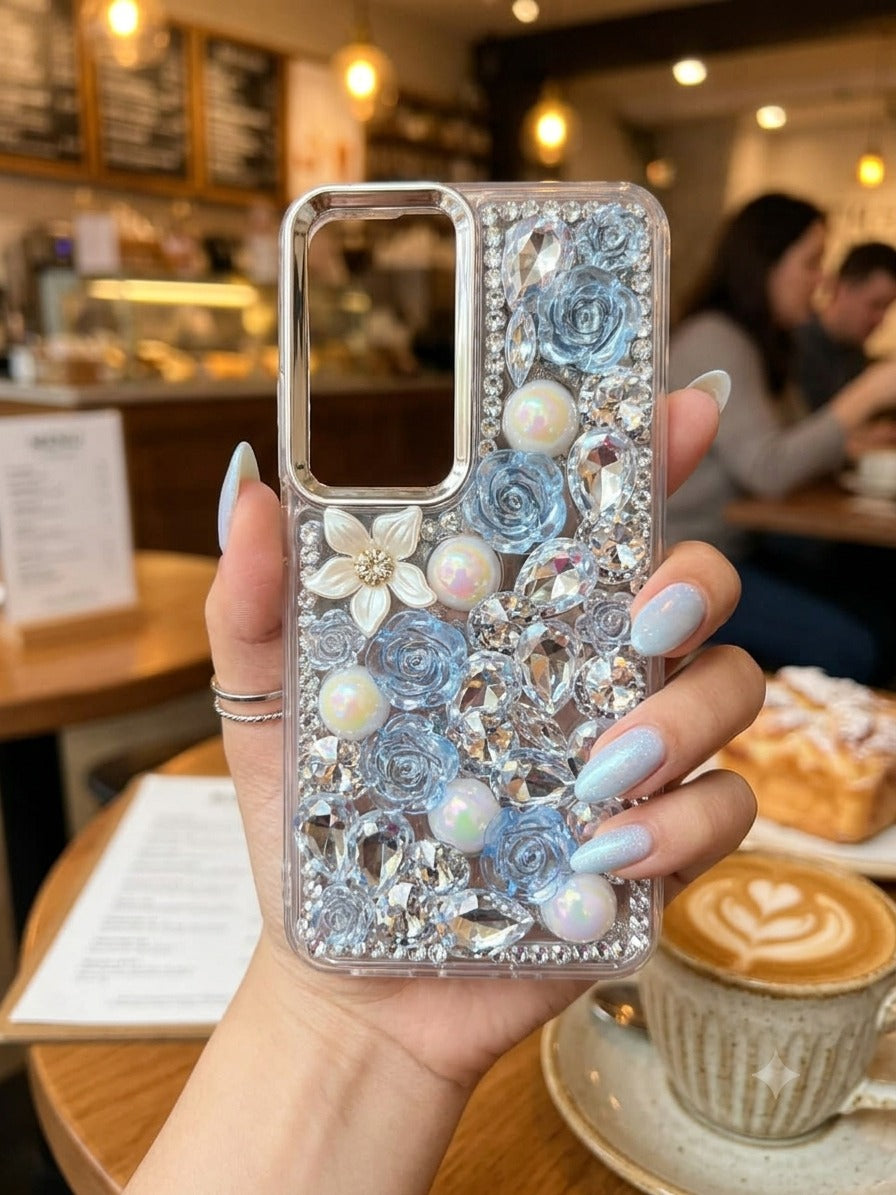 Cute Glitter Rhinestone Cover- Blue