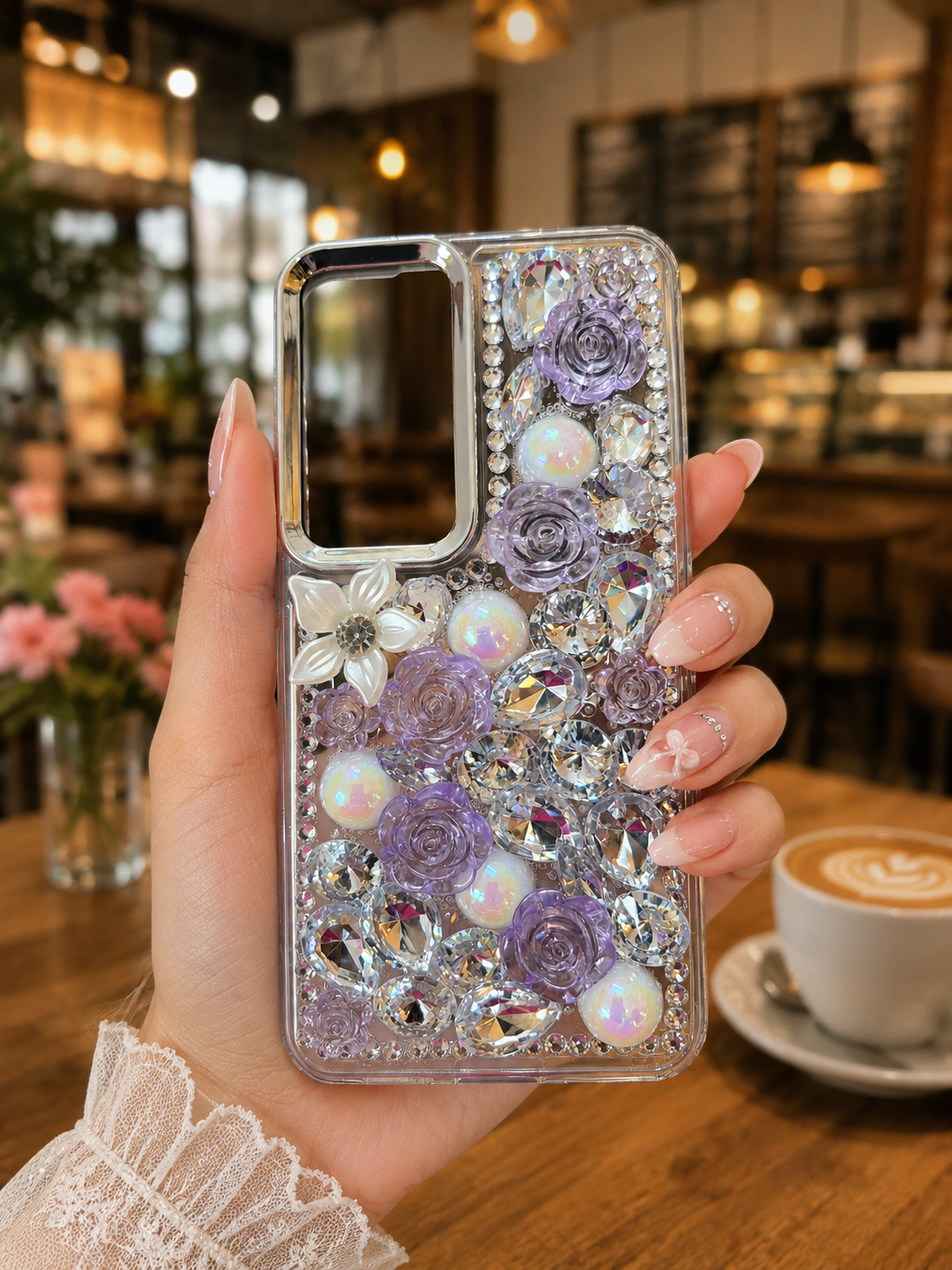 Cute Glitter Rhinestone Cover- Lavender