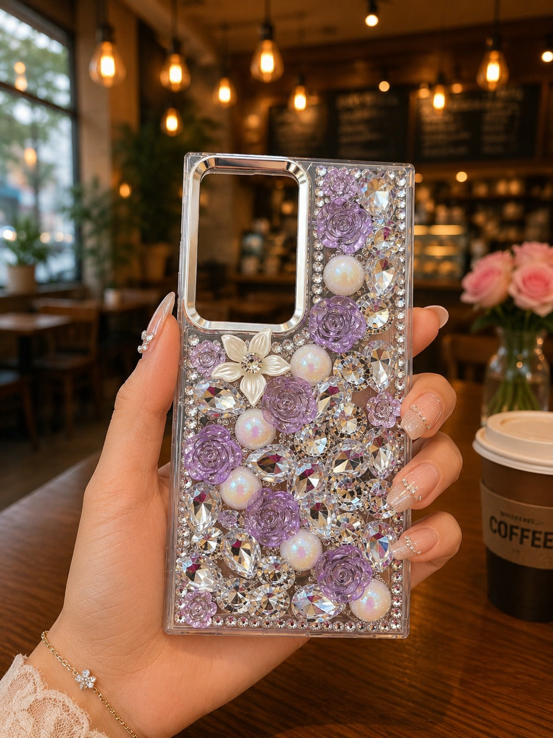 Cute Glitter Rhinestone Cover- Lavender