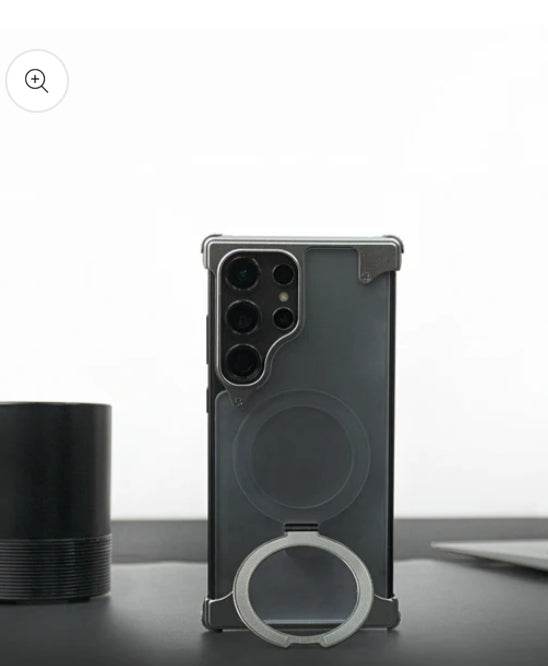 Samsung Galaxy S24 Ultra Pivot Metal Matte Magsafe Kickstand Case - Silver - Guleel