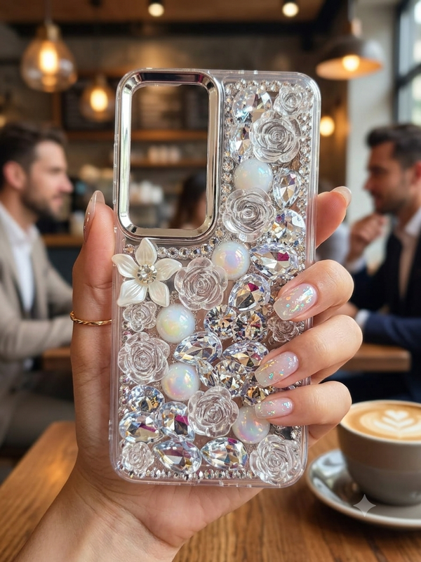 Cute Glitter Rhinestone Cover- Silver