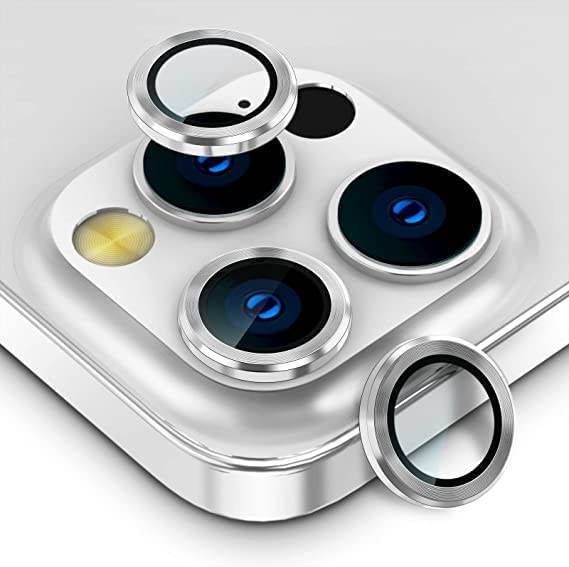Camera Lens Protector Tempered Glass Film Aluminum Alloy Lens Cover - Silver - Guleel