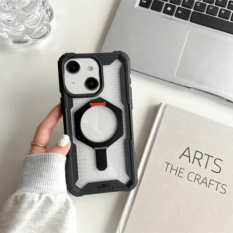 UAG Plasma XTE Rugged Armor with MagSafe & Metal Kickstand - Black Red - Guleel