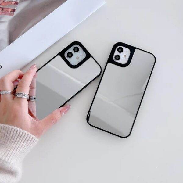 iPhone 12 Pro Max Premium Glass Reflective Mirror Finish Cover - Silver - Guleel