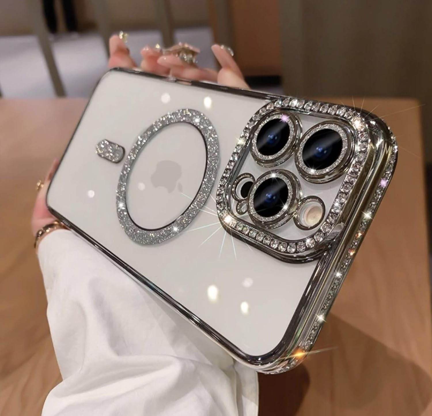 Glitter Transparent Diamond Wireless Charging Magnetic MagSafe Case - Guleel