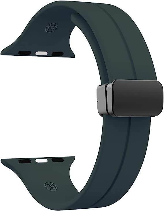 Silicone Sport Band Magnetic Clasp Adjustable Strap( Watch Not Included)- (Alpine Green) - Guleel